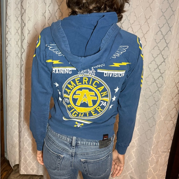 AMERICAN FIGHTER BY AFFLICTION GLADBROOK BLUE FULL ZIP HOODIE SZ SMALL - Picture 7 of 8